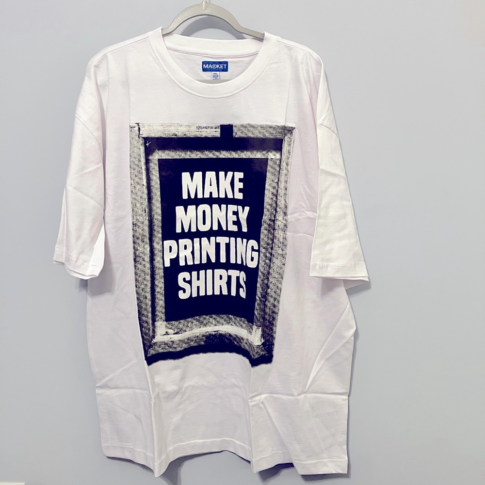 Market Tee Make Money Printing Shirts in White XXL NWT